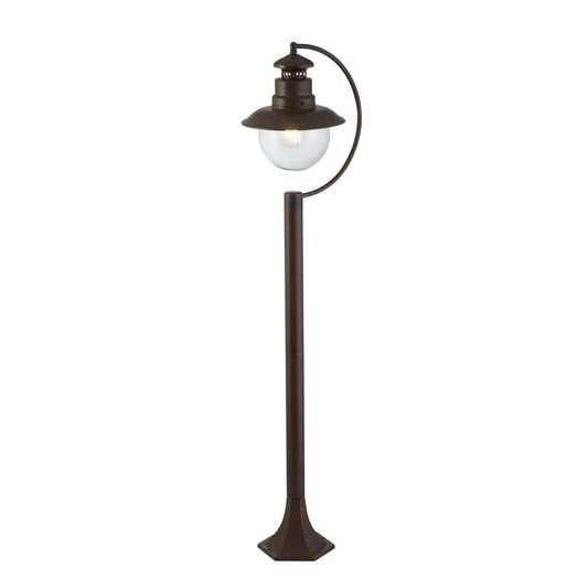 Searchlight Station Outdoor Post - Brown Metal & Clear Glass 7655RU