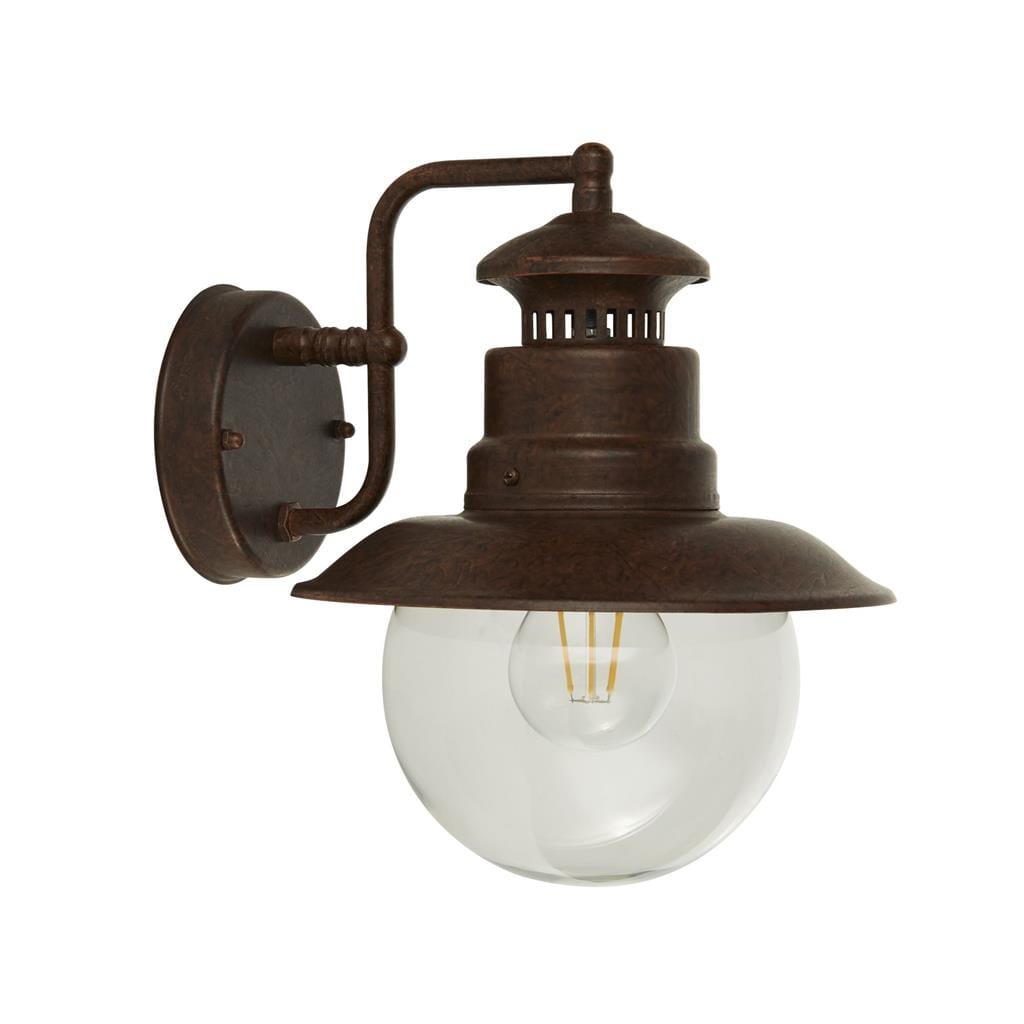 Searchlight Station Outdoor Wall Light - Rustic Brown Metal & Glass 7652RU