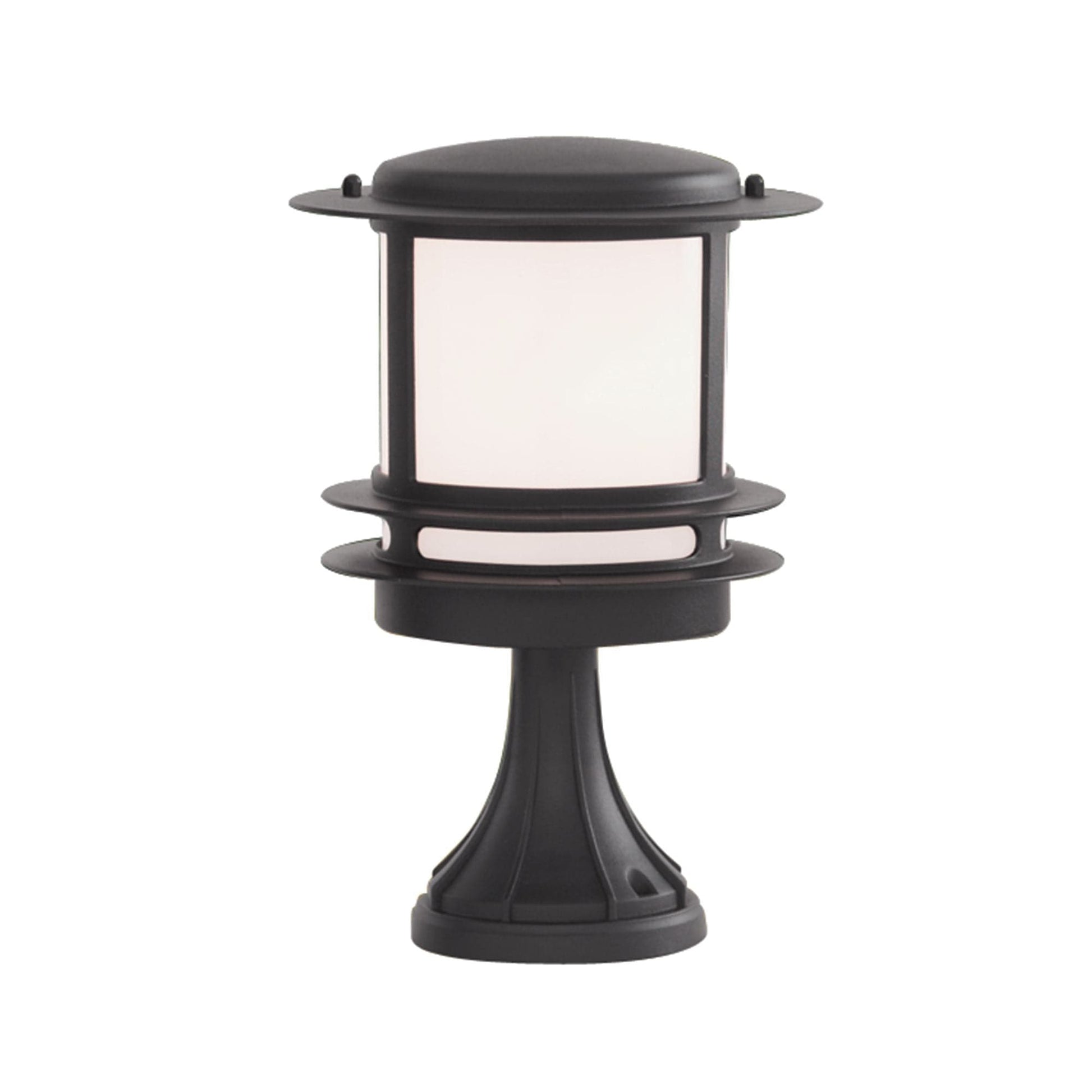 Searchlight Stroud Bollard - Black Metal & White Polycarbonate, IP44 1264