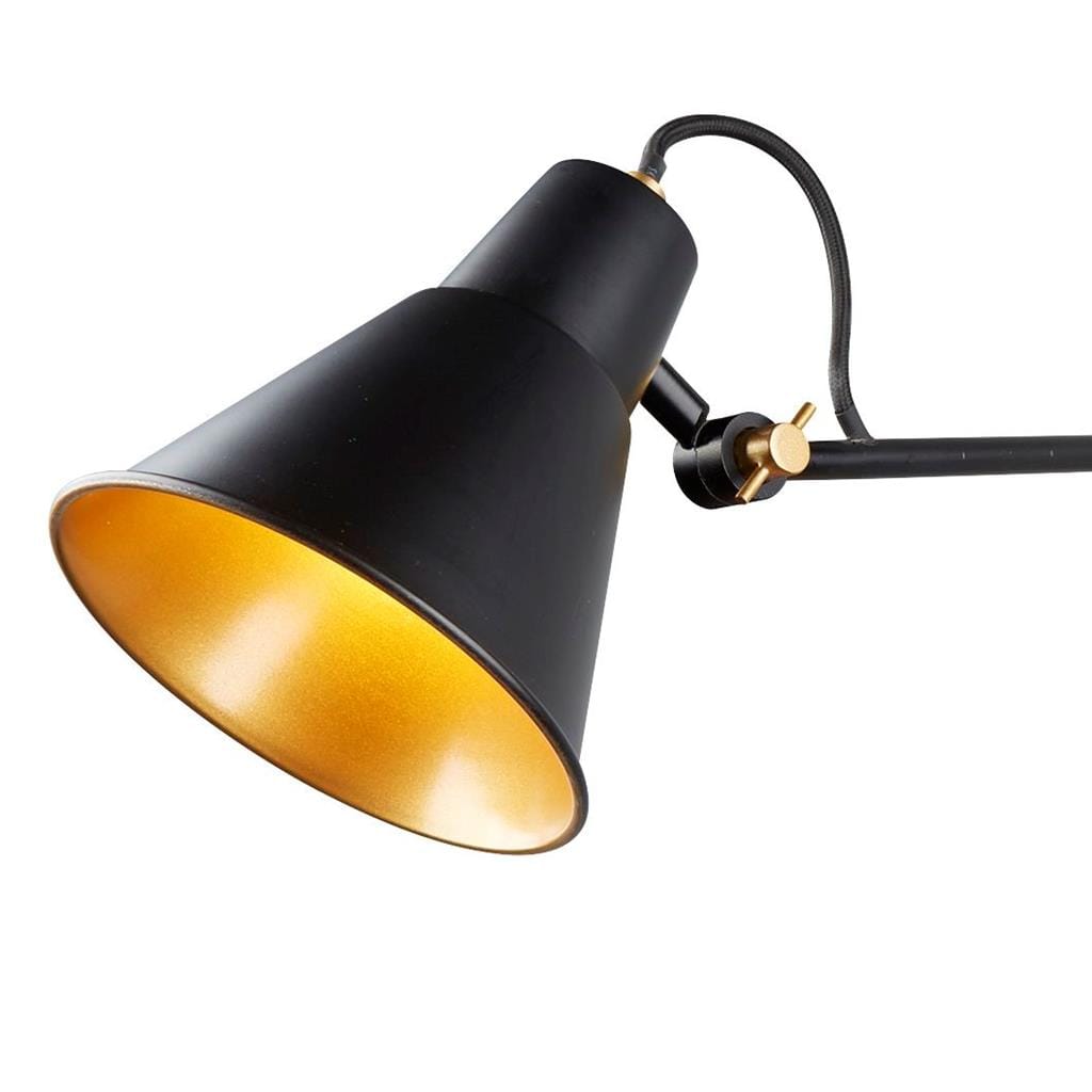 Searchlight Swing Arm  Wall Light  - Matt Black & Gold Metal 7403BK