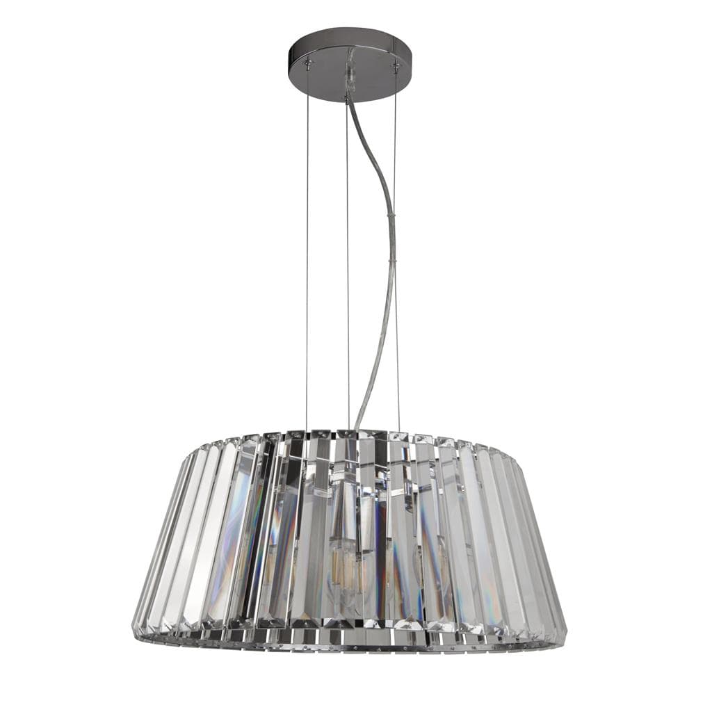 Searchlight Tiara 5Lt Pendant to Semi-Flush - Chrome Metal & Clear Glass 2895-5CC