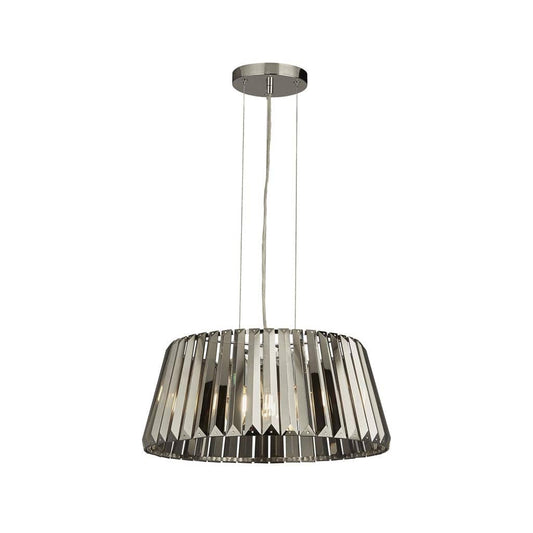 Searchlight Tiara 5Lt Pendant to Semi-Flush- Chrome Metal & Smoked Glass 2895-5SM