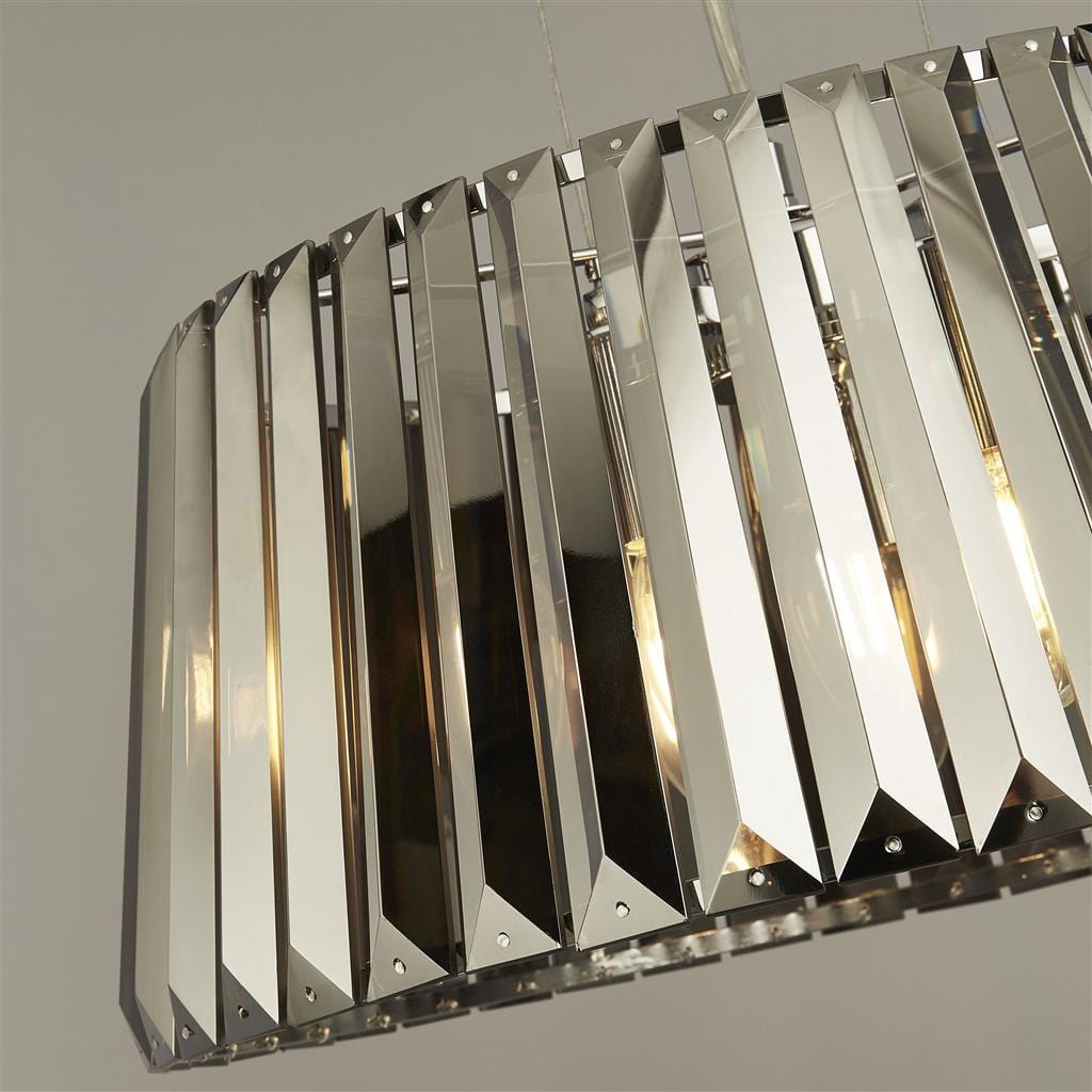 Searchlight Tiara 5Lt Pendant to Semi-Flush- Chrome Metal & Smoked Glass 2895-5SM