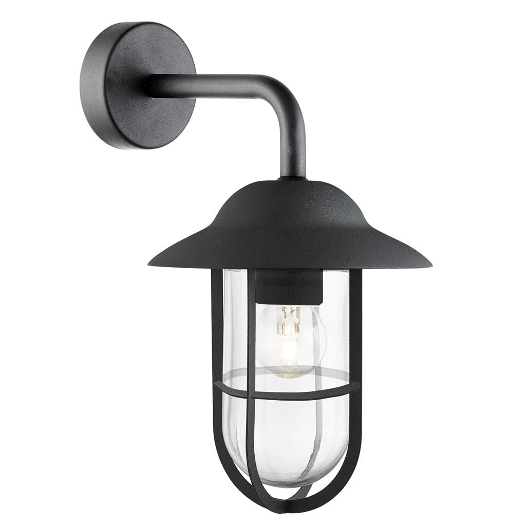 Searchlight Toronto Outdoor Wall Light - Black Metal & Clear Glass 3291BK