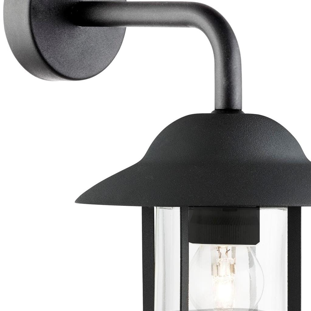 Searchlight Toronto Outdoor Wall Light - Black Metal & Clear Glass 3291BK