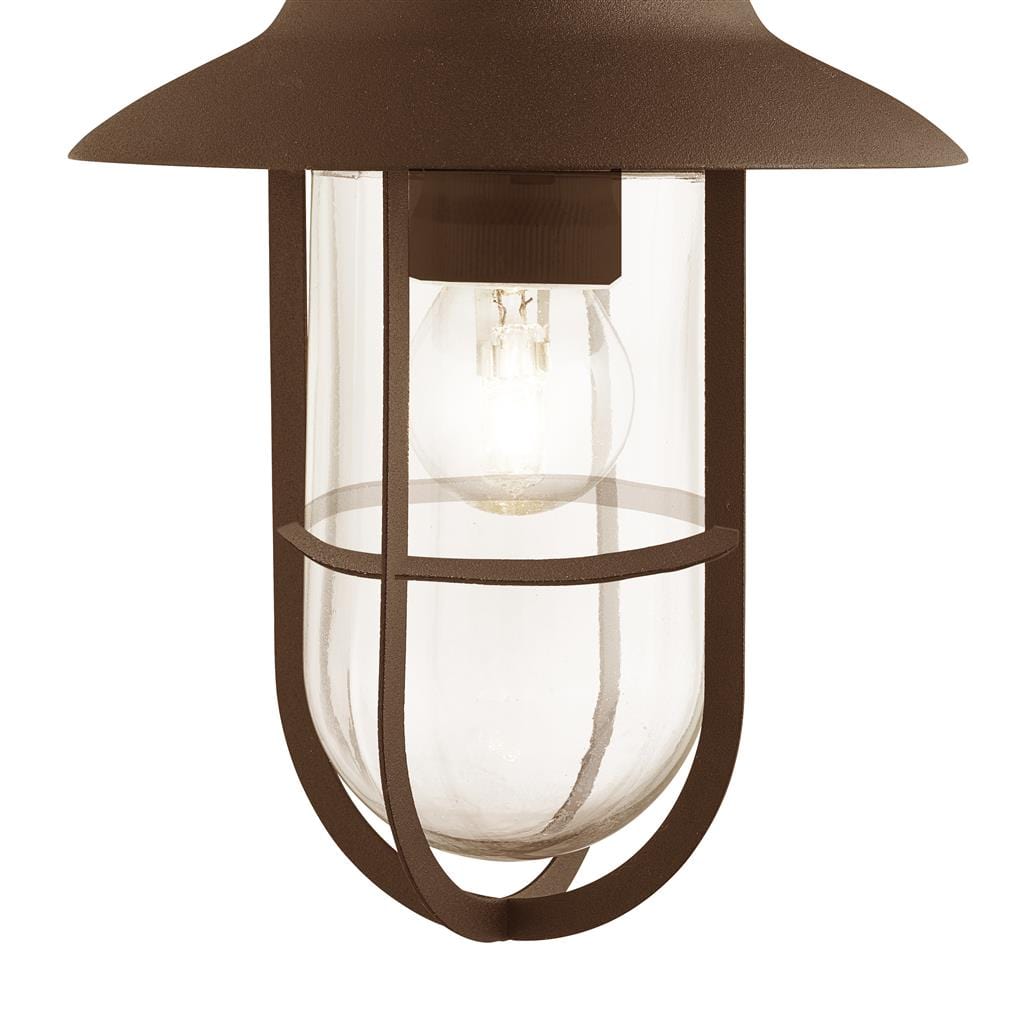 Searchlight Toronto Outdoor Wall Light- Rustic Brown Metal & Clear Glass 3291RUS