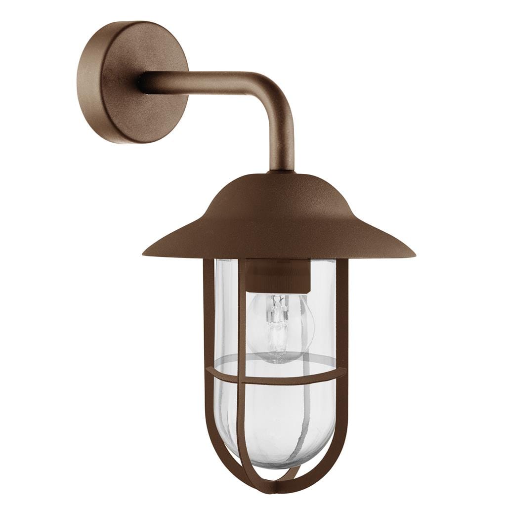 Searchlight Toronto Outdoor Wall Light- Rustic Brown Metal & Clear Glass 3291RUS