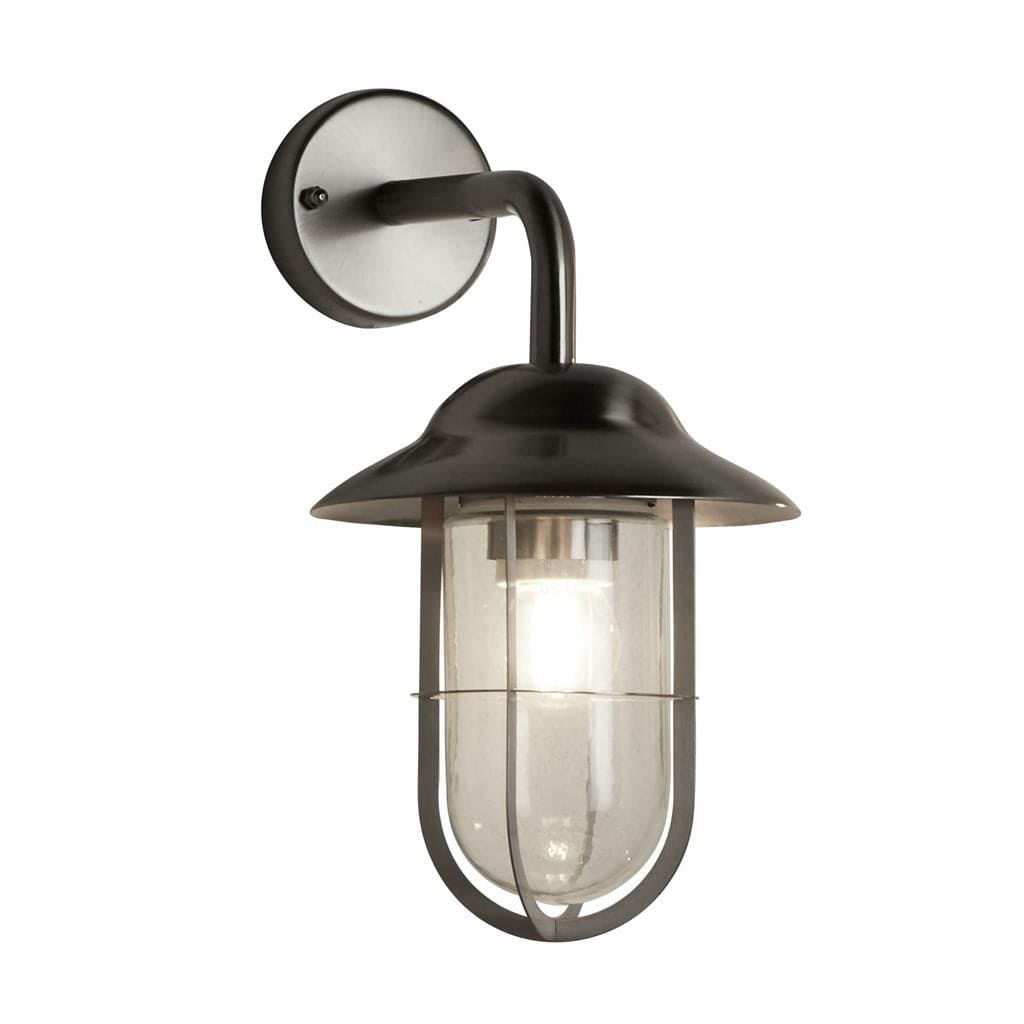 Searchlight Toronto Outdoor Wall Light- Satin Silver Metal & Clear Glass 3291SS