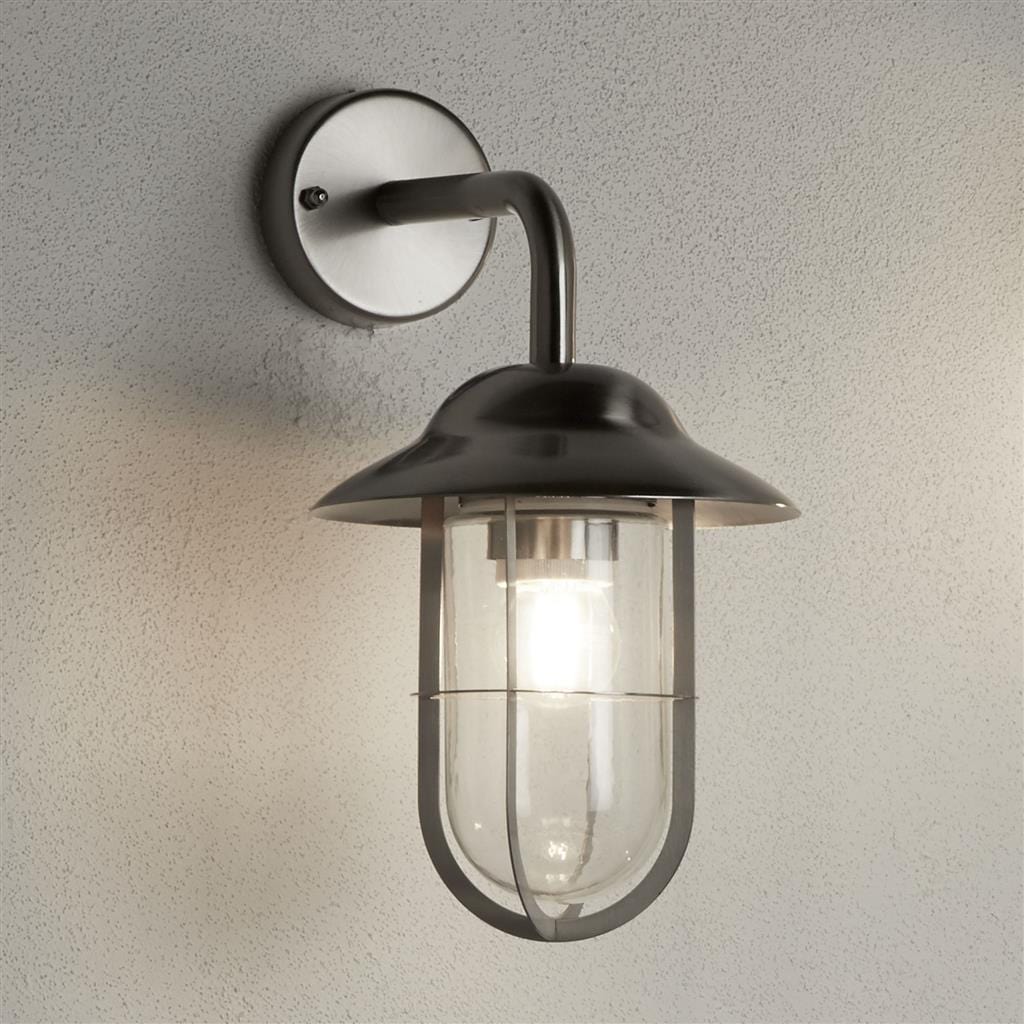 Searchlight Toronto Outdoor Wall Light- Satin Silver Metal & Clear Glass 3291SS