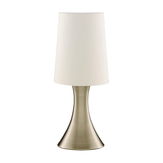 Searchlight Touch Table Lamp - Antique Brass Metal & Cream Fabric Shade 3922AB