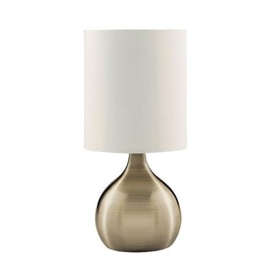 Searchlight Touch Table Lamp - Antique Brass Metal & Ivory Fabric Shade 3923AB