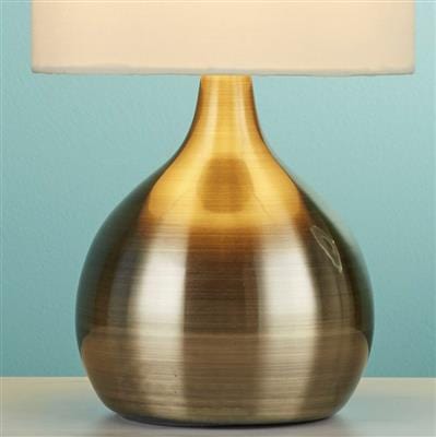 Searchlight Touch Table Lamp - Antique Brass Metal & Ivory Fabric Shade 3923AB