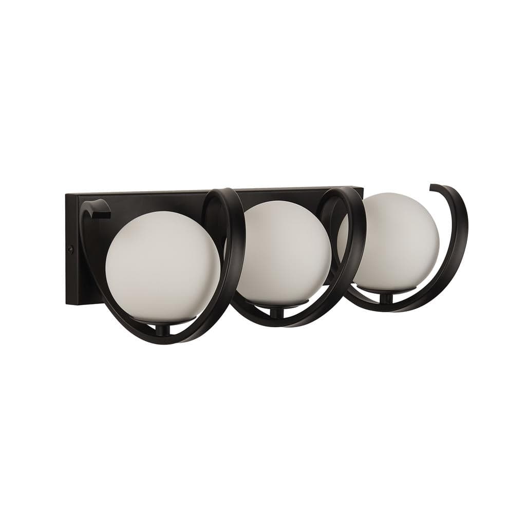 Searchlight Twister 3Lt Wall Light - Black Metal & Opal 20911-3BK