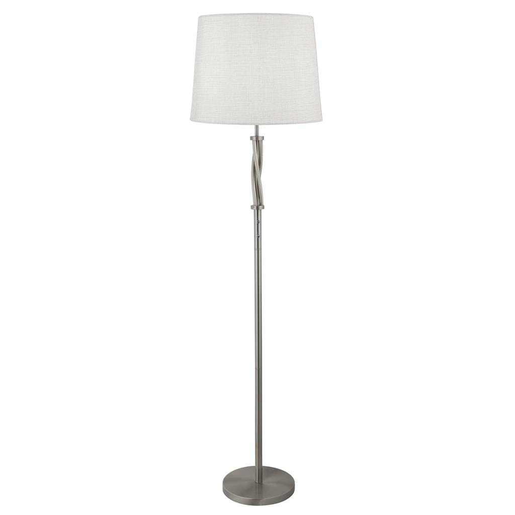 Searchlight Vegas Floor Lamp - Satin Silver & White Shade 7565SS