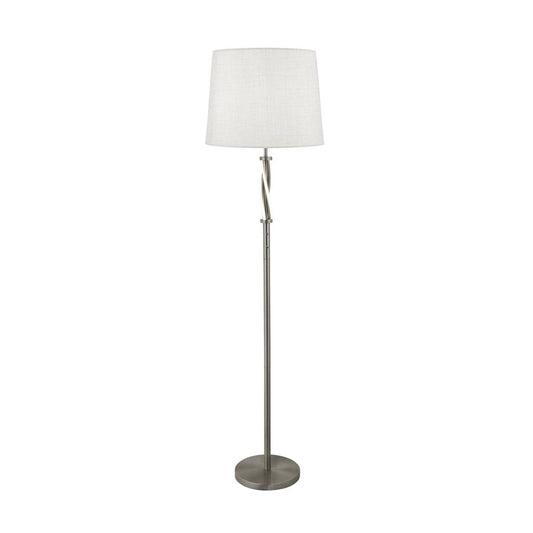 Searchlight Vegas Floor Lamp - Satin Silver & White Shade 7565SS