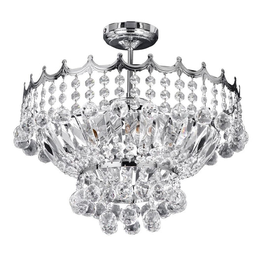 Searchlight Versailles 5Lt Semi-Flush Chandelier - Chrome & Crystal 9113-39CC