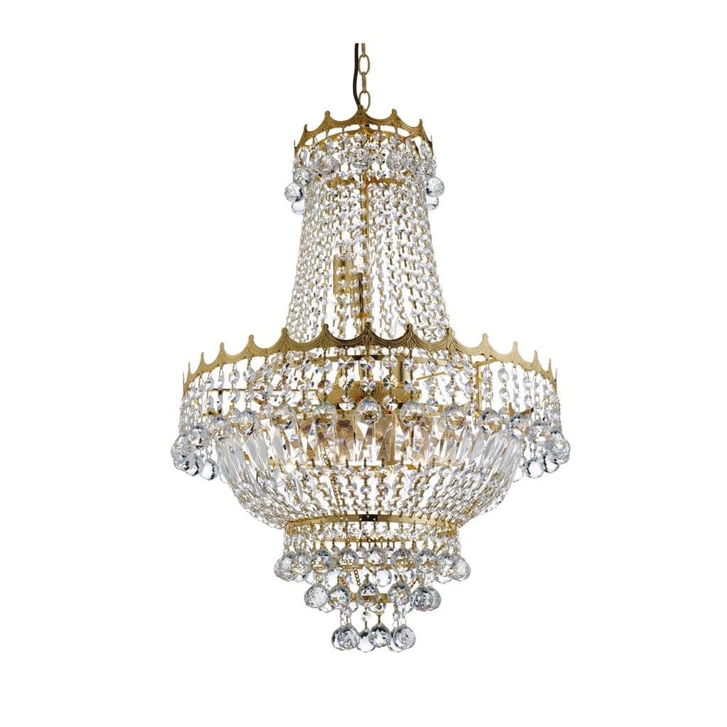 Searchlight Versailles  9Lt Chandelier  - Gold Metal & Crystal 9112-52GO