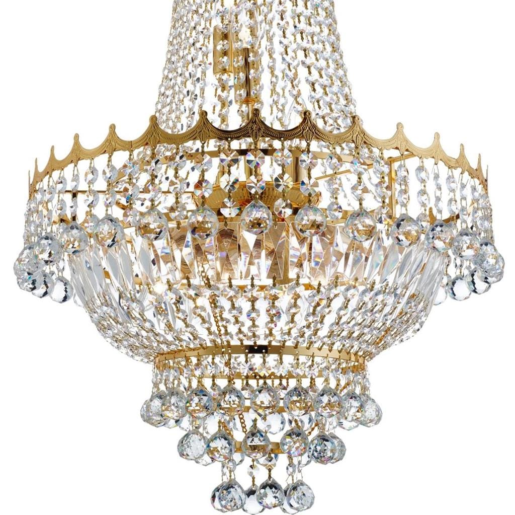 Searchlight Versailles  9Lt Chandelier  - Gold Metal & Crystal 9112-52GO