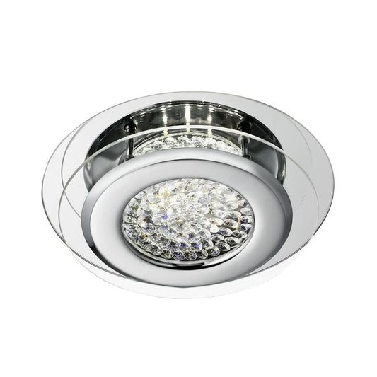 Searchlight Vesta LED Flush - Chrome & Clear Crystal 1692CC