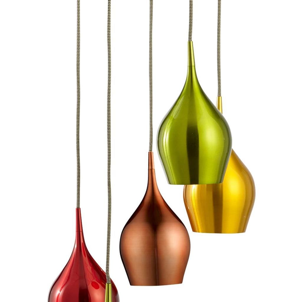 Searchlight Vibrant 5Lt Multi-Drop Pendant-Metallic Multi-Coloured Metal 6465-5