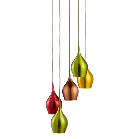 Searchlight Vibrant 5Lt Multi-Drop Pendant-Metallic Multi-Coloured Metal 6465-5