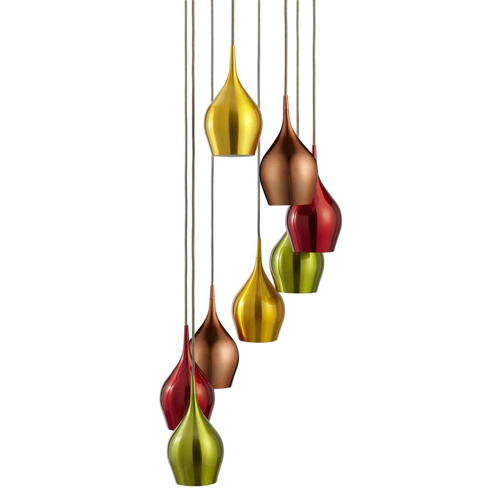 Searchlight Vibrant 8Lt Multi-Drop Pendant-Metallic Multi-Coloured Metal 6468-8