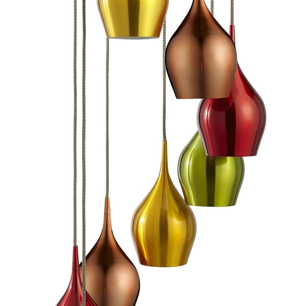 Searchlight Vibrant 8Lt Multi-Drop Pendant-Metallic Multi-Coloured Metal 6468-8