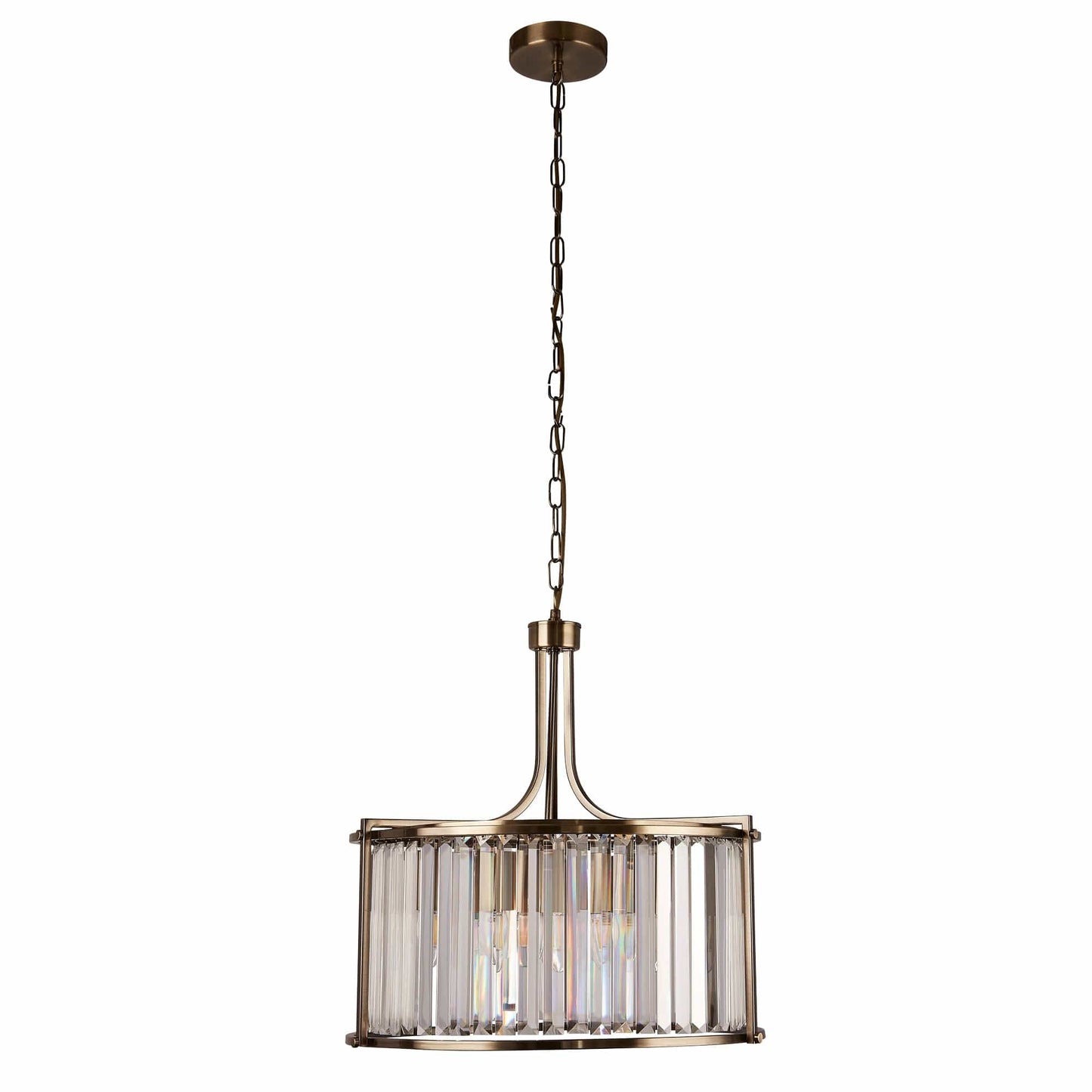 Searchlight Victoria 5Lt Pendant - Antique Brass Metal & Clear Crystal 8295-5AB