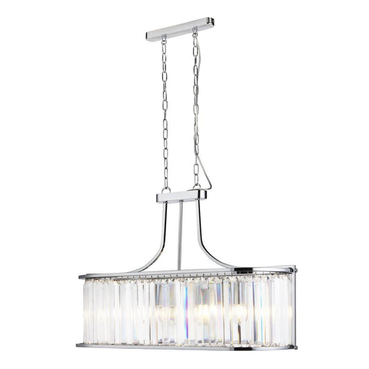 Searchlight Victoria  5Lt Pendant - Chrome Metal & Clear Crystal 8095-5CC