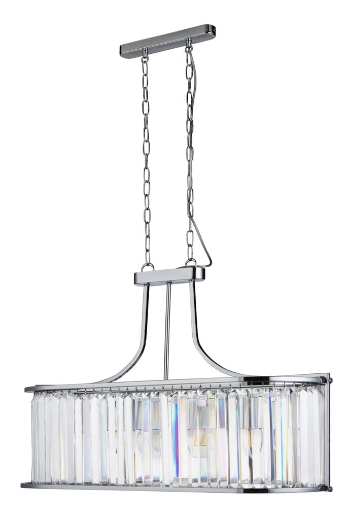 Searchlight Victoria  5Lt Pendant - Chrome Metal & Clear Crystal 8095-5CC