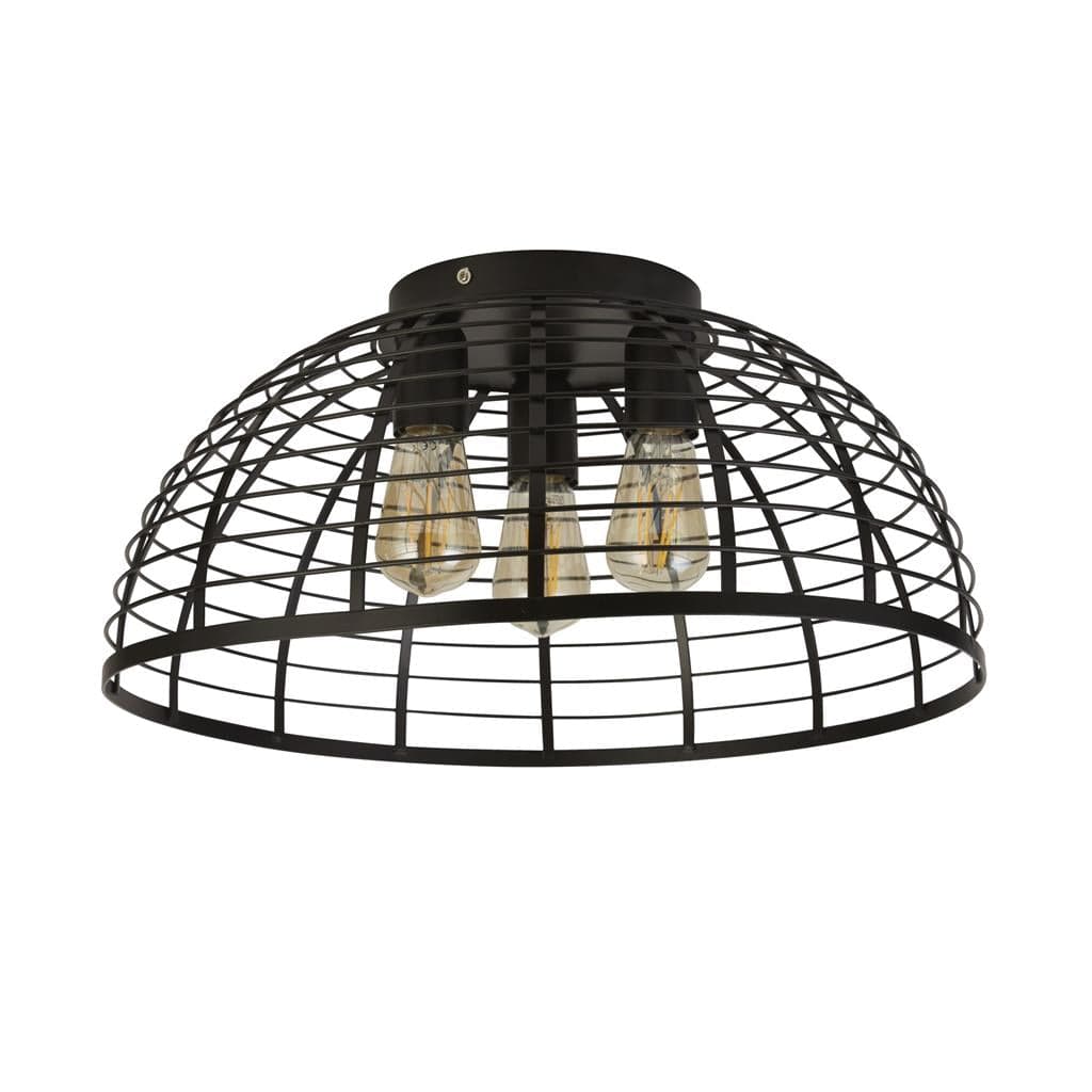 Searchlight Vision Cage 3Lt Flush - Matt Black Metal 85981-3BK