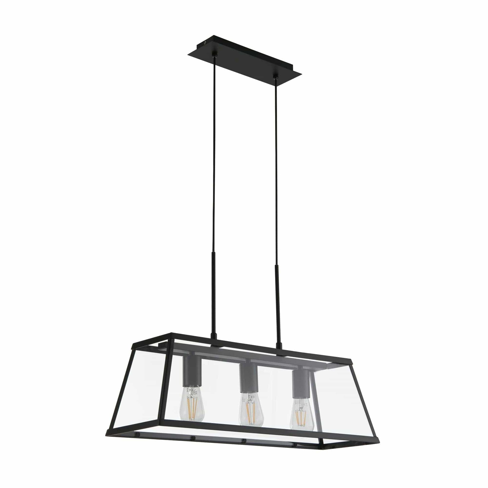 Searchlight Voyager 3Lt Bar Pendant - Black Metal & Glass 4613-3BK