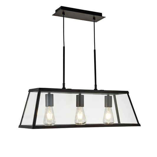 Searchlight Voyager 3Lt Bar Pendant - Black Metal & Glass 4613-3BK