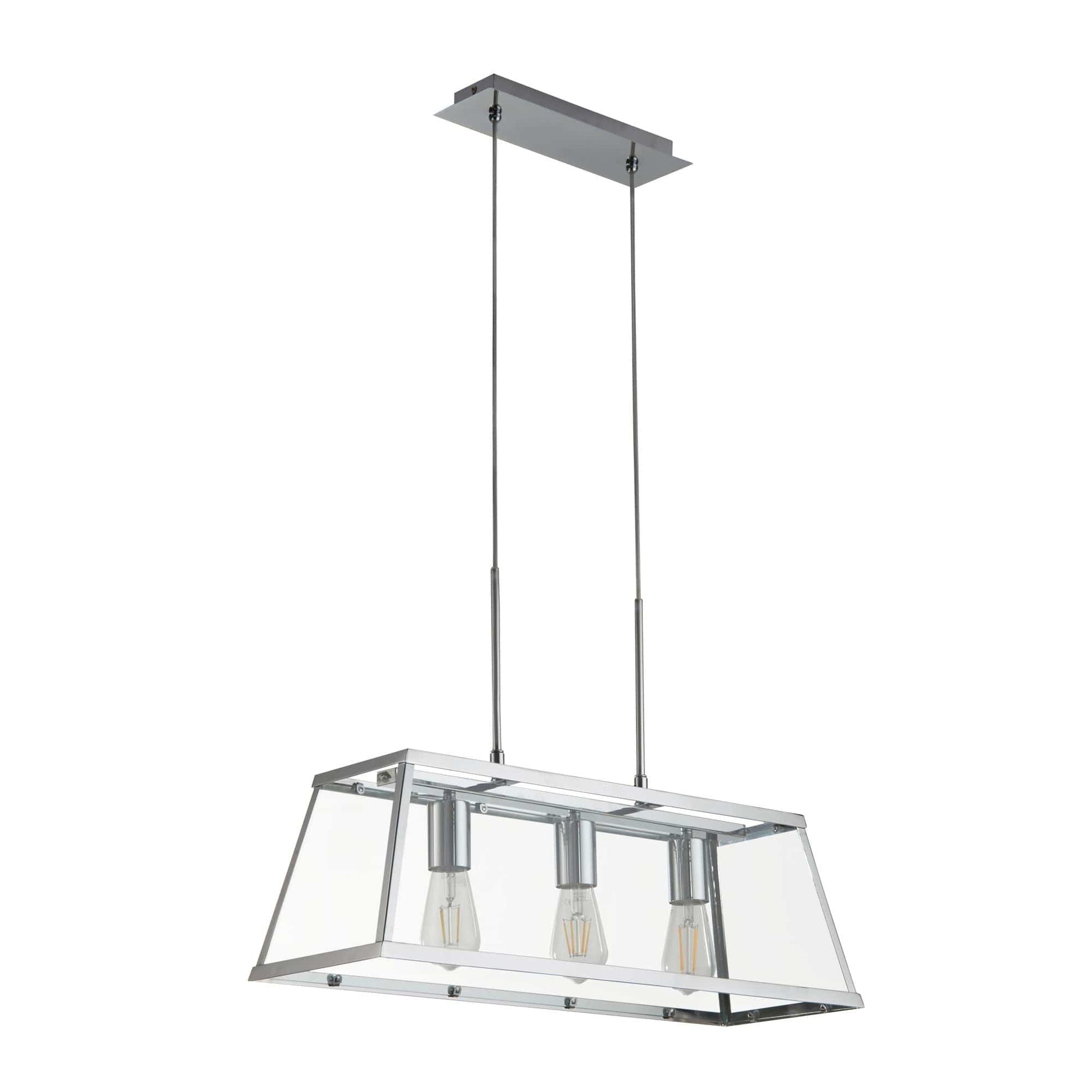 Searchlight Voyager 3Lt Bar Pendant - Chrome Metal & Glass 4613-3CC