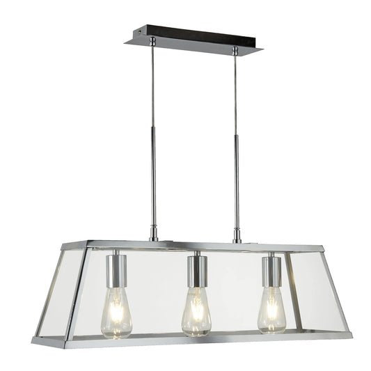 Searchlight Voyager 3Lt Bar Pendant - Chrome Metal & Glass 4613-3CC