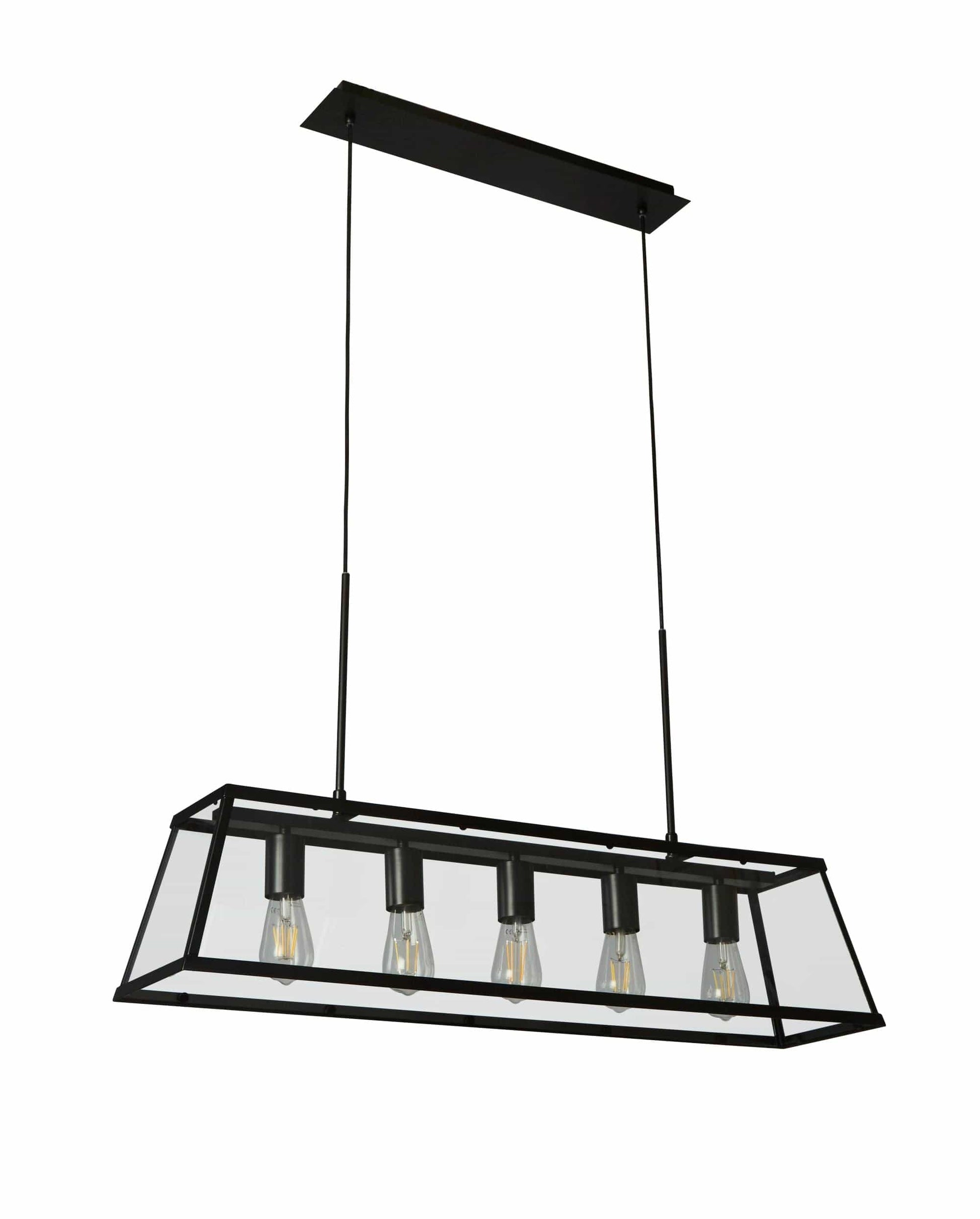 Searchlight Voyager  5Lt Bar Pendant - Black Metal & Glass 4614-5BK