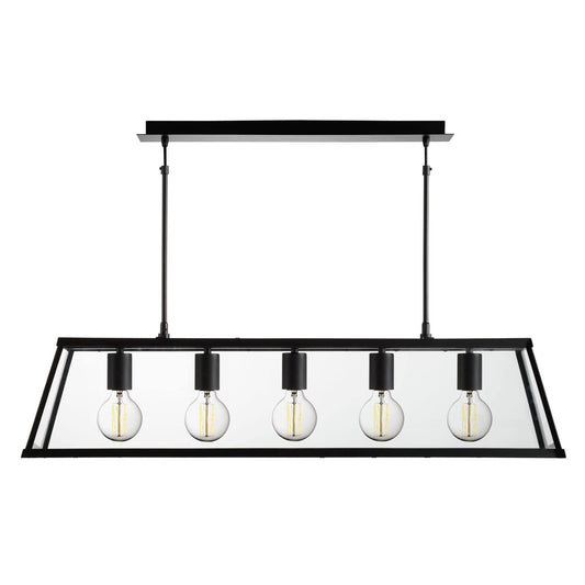 Searchlight Voyager  5Lt Bar Pendant - Black Metal & Glass 4614-5BK