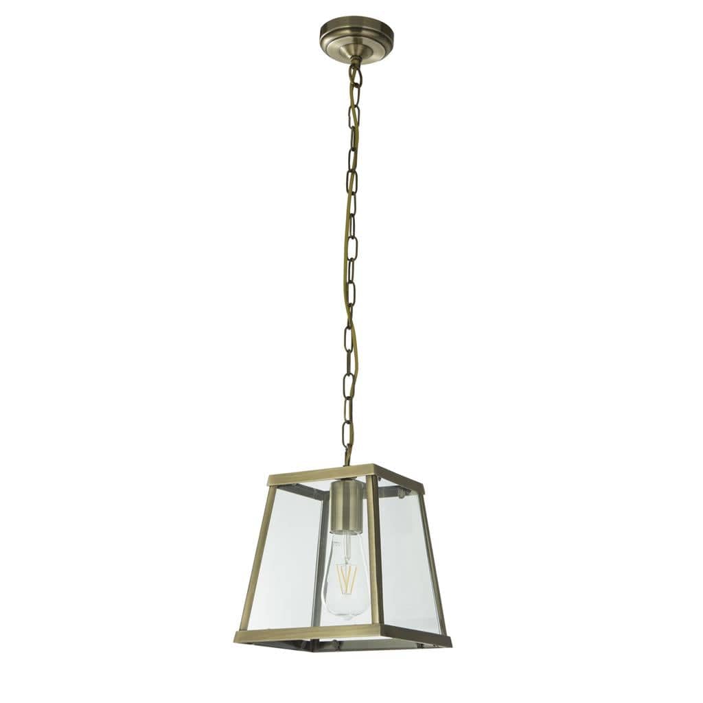 Searchlight Voyager Pendant - Antique Brass & Glass 4614AB