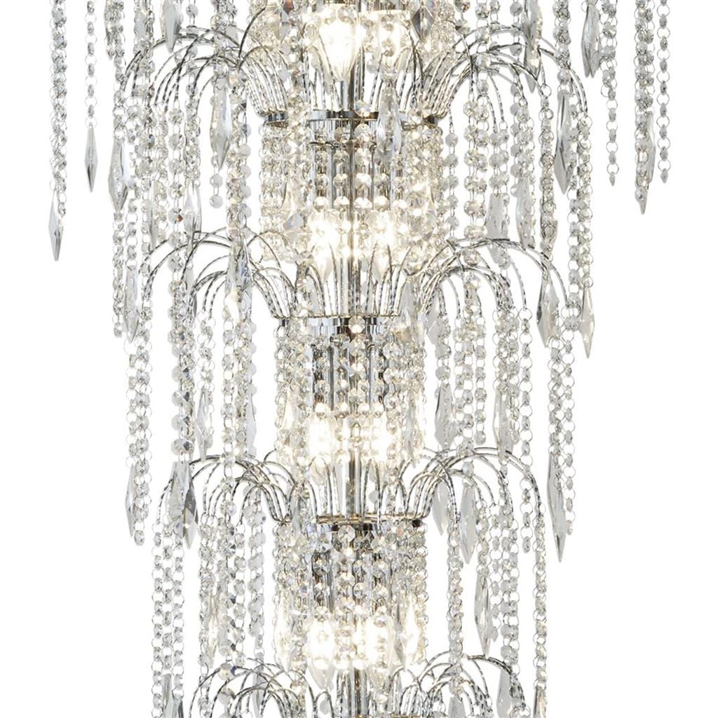 Searchlight Waterfall 13Lt Chandelier  - Chrome Metal & Crystal 1313-13CC