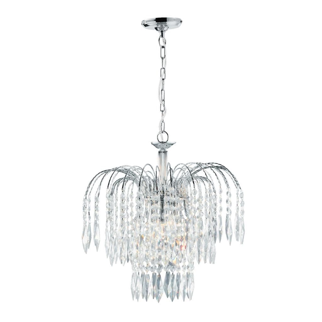 Searchlight Waterfall 3Lt Pendant - Chrome Metal & Crystal 4173-3