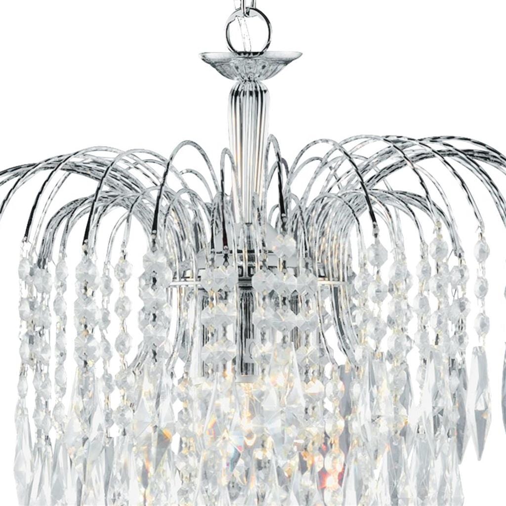 Searchlight Waterfall 3Lt Pendant - Chrome Metal & Crystal 4173-3