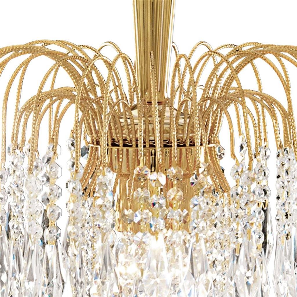 Searchlight Waterfall 3Lt Pendant - Gold Metal & Crystal 5173-3