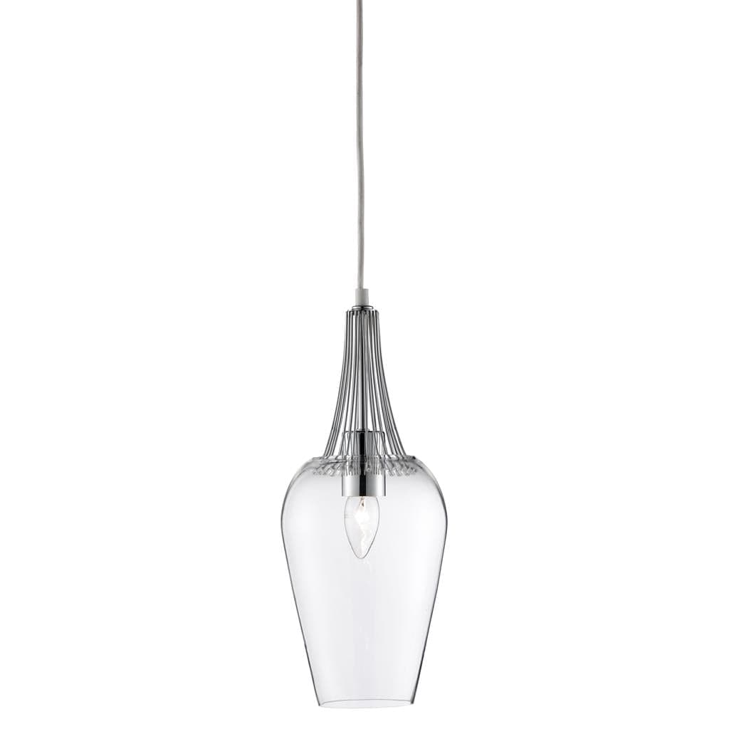 Searchlight Whisk Pendant - Chrome & Clear Glass 8911CC