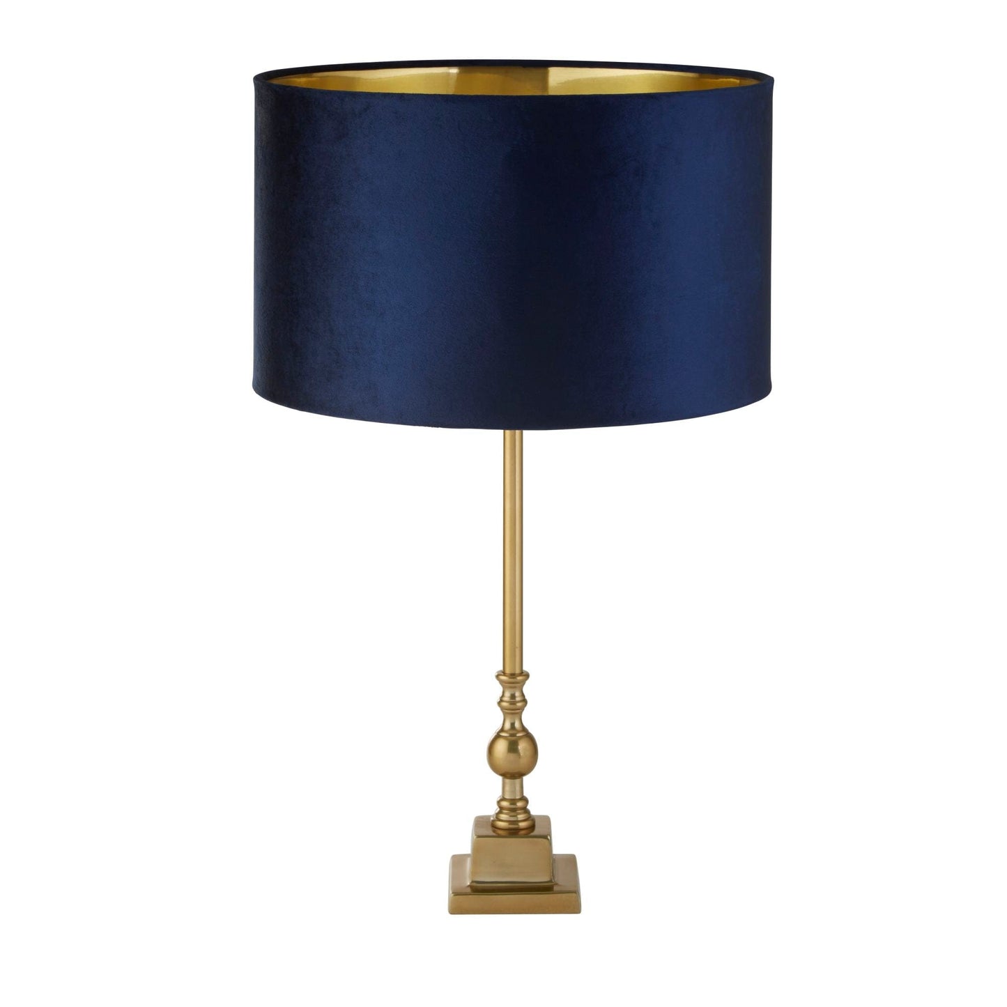 Searchlight Whitby Table Lamp - Antique Brass Metal & Navy Velvet Shade 81214AZ