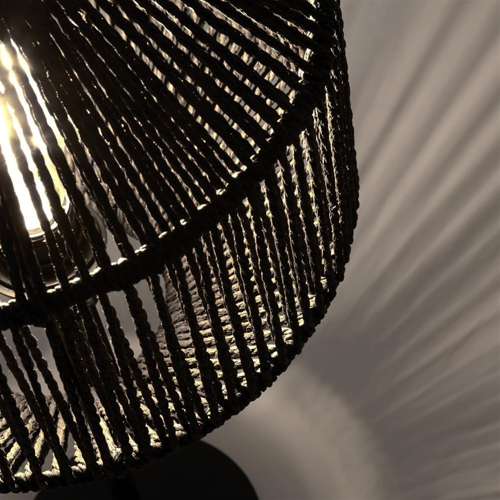Searchlight Wicker Table Lamp  - Matt Black Metal & Black Rope Shade 11201-1BK