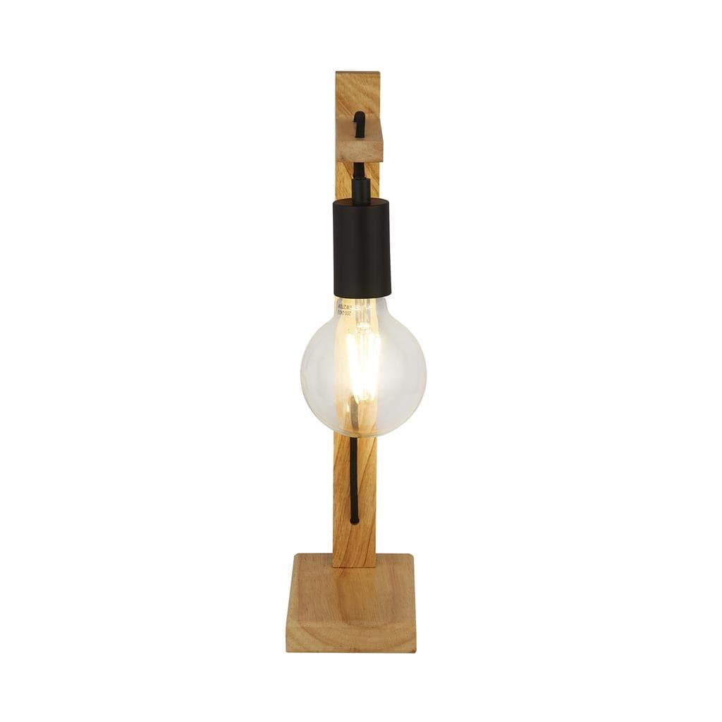 Searchlight Woody  Table Lamp  - Natural Wood & Black Metal 95041-1BR