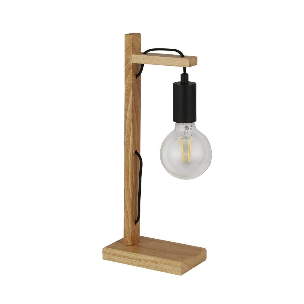 Searchlight Woody  Table Lamp  - Natural Wood & Black Metal 95041-1BR