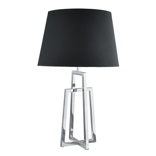 Searchlight York Table Lamp - Chrome Base & Black Tapered Shade 1533CC-1