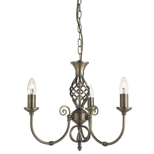 Searchlight Zanzibar 3Lt Pendant - Antique Brass Metal 8393-3