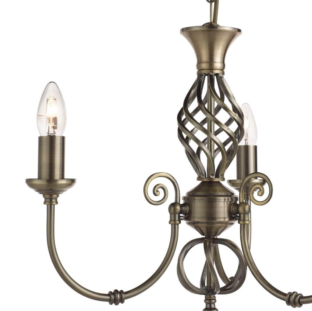 Searchlight Zanzibar 3Lt Pendant - Antique Brass Metal 8393-3